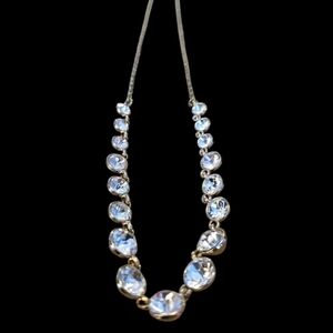 Vintage Long Clear Crystal Necklace.